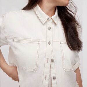 Madewell Cream Button-Front Utility Shirt Jacket